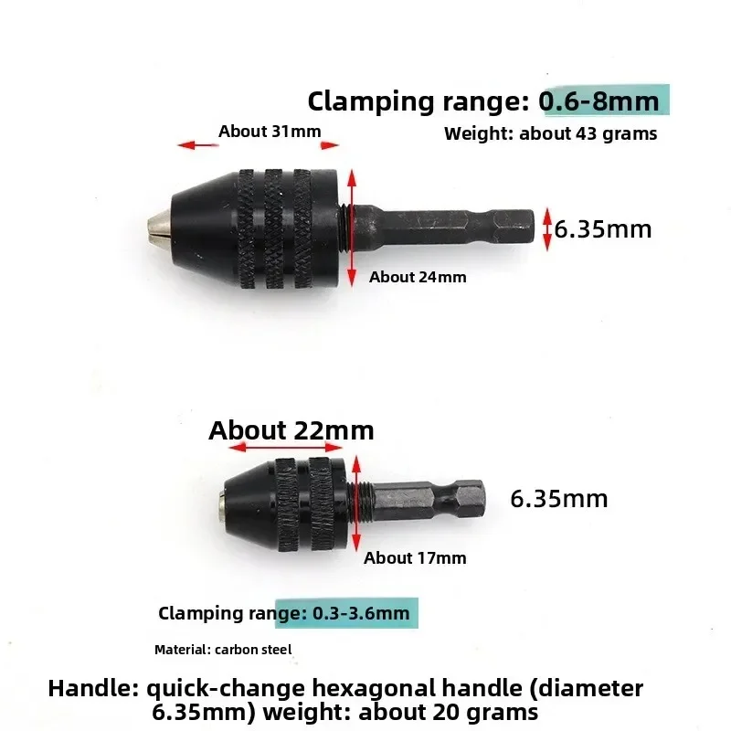 Pour 0.3-3.6mm ensemble d'outils de meulage électrique 0.3-6.5mm changement rapide poignée hexagonale trois mâchoires auto centrage mandrin de forage hélicoïdal