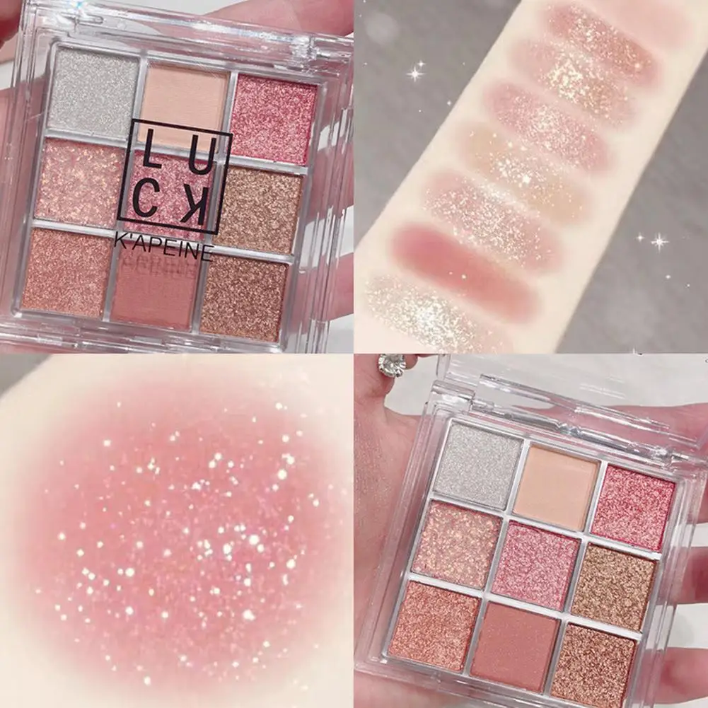 9color Eyeshadow Palette Shimmer High Gloss Cement Grey Rose Brown Color Tone Matte Glitter Daily Makeup Eyeshadow