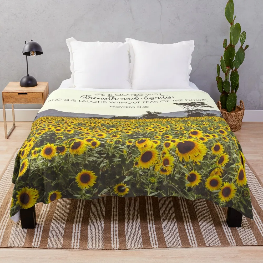 

Proverbs and Sunflowers Throw Blanket custom blanket extra large throw blanket