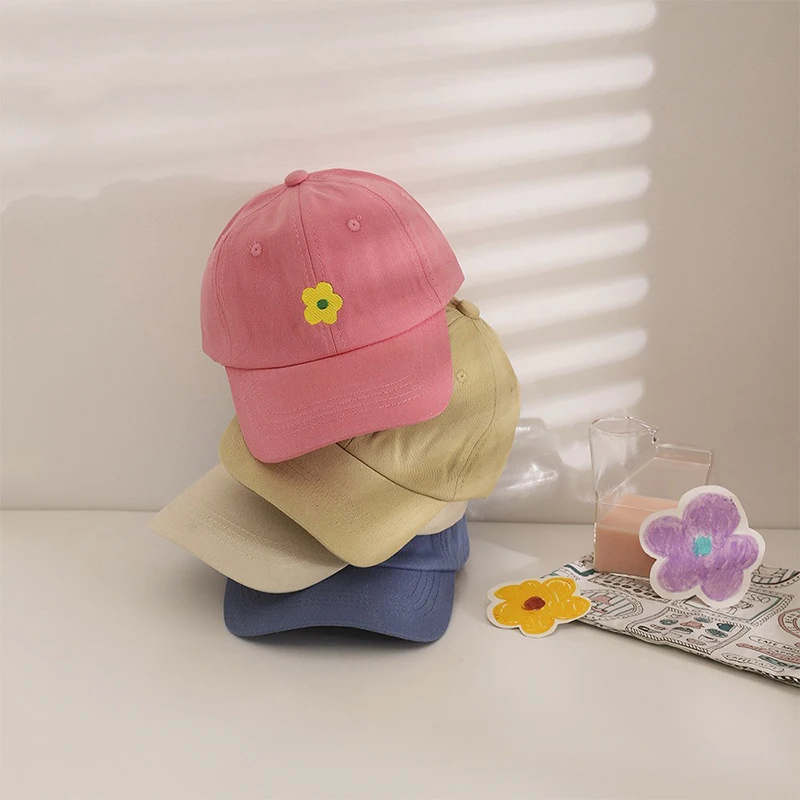 Lovely Flower Children Baseball Cap Solid Color Kids Duck Tongue Hat 3-5 Years Boy Girl Baby Outdoor Sun Visor Cotton Peaked Hat