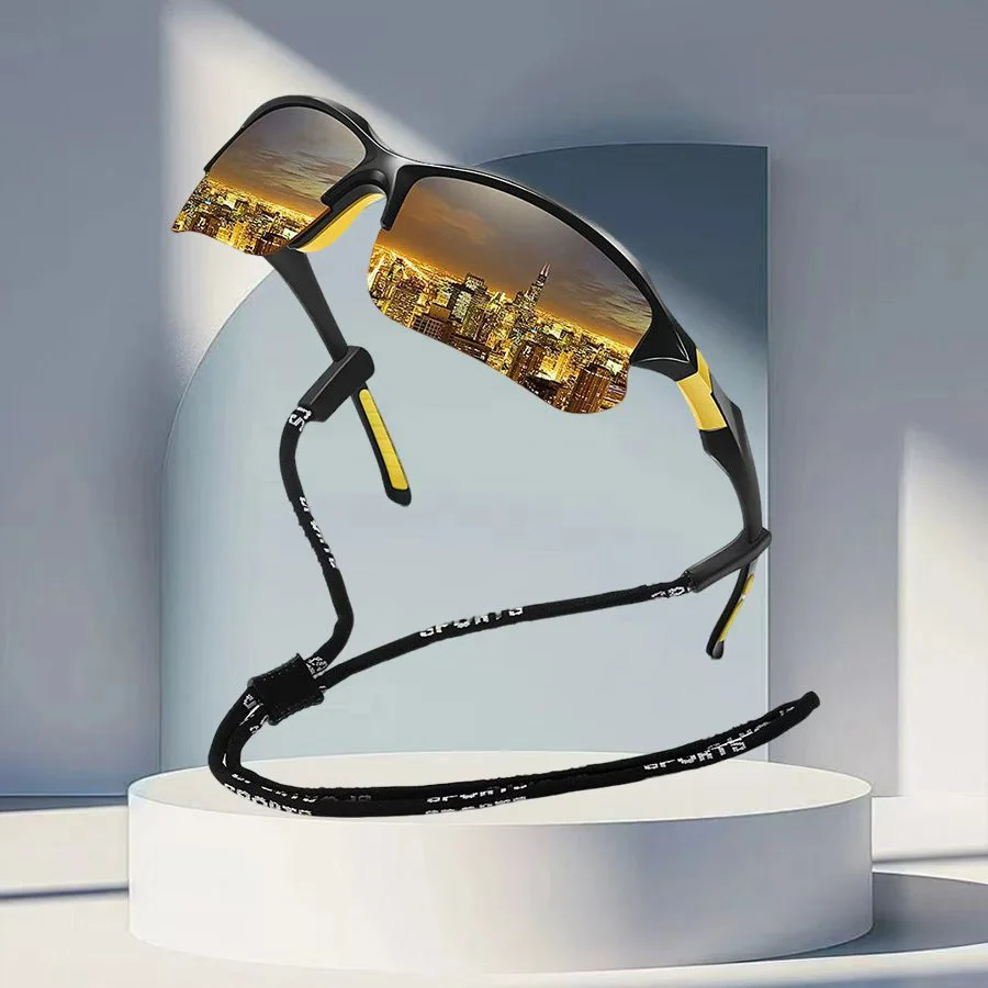 نظارات شمسية كلاسيكية للجنسين UV400 مع سلسلة نصف إطار نظارات واقية رياضية خارجية لتسلق الجبال والجري #1