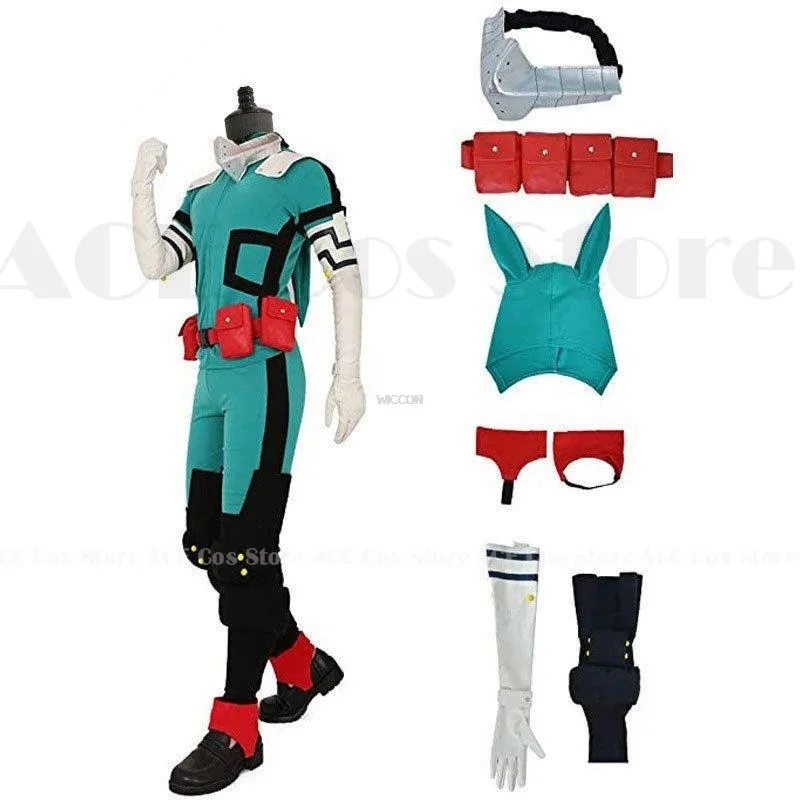 Disfraz de héroe de Anime Midoriya, disfraz de Izuku Deku Battle Academia, conjunto de disfraz Unisex, peluca de pelo, ropa de Anime XXXL