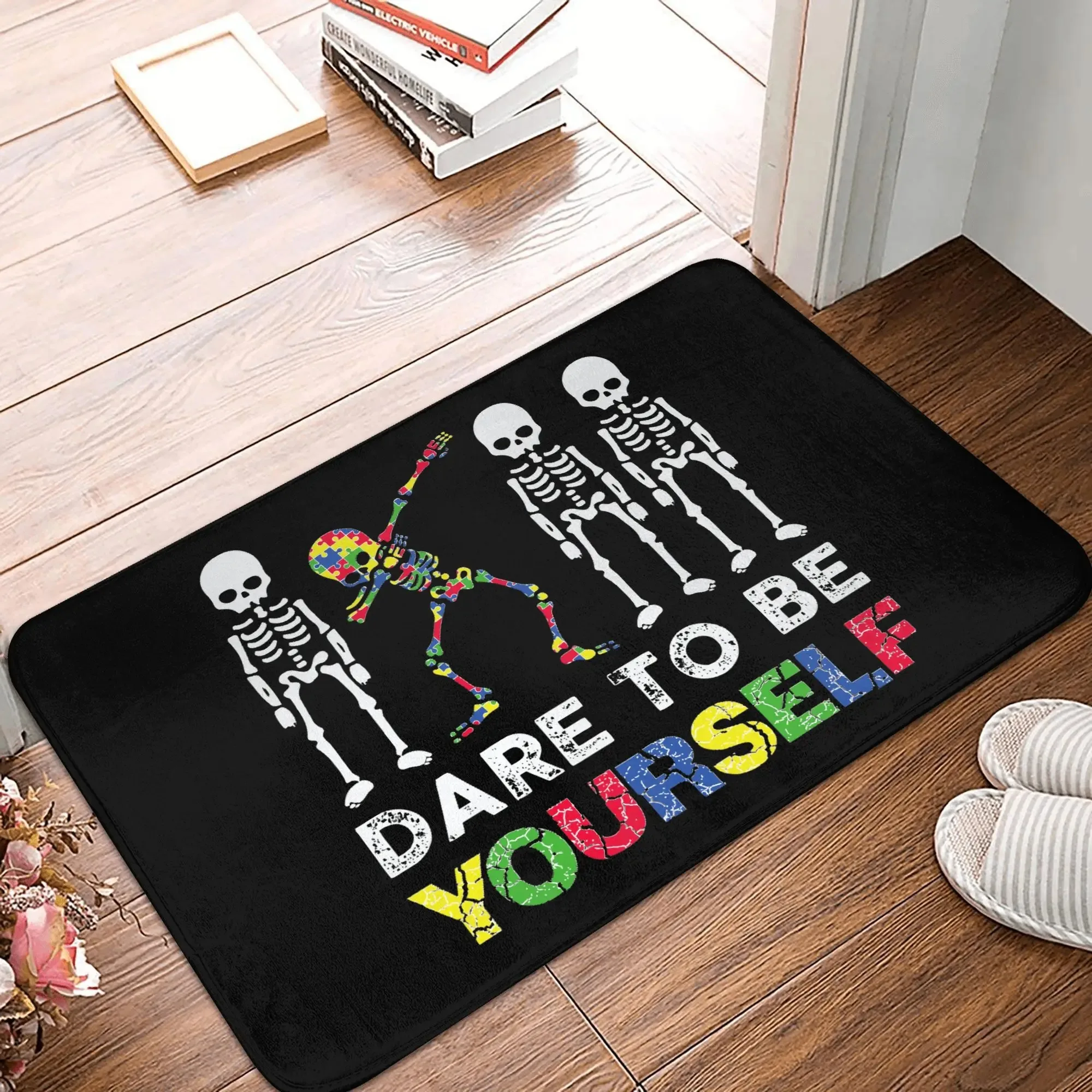 Funny Autism Skeleton Meme Doormat Mat Anti-Slip  Kitchen Living Room Rug Carpet  Hallway Porch Floor Mat