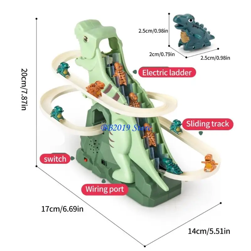 Q0KB Electric Dinosaur grimpant jouet éducatif course éducative piste piste pour les enfants d'âge préscolaire amusant