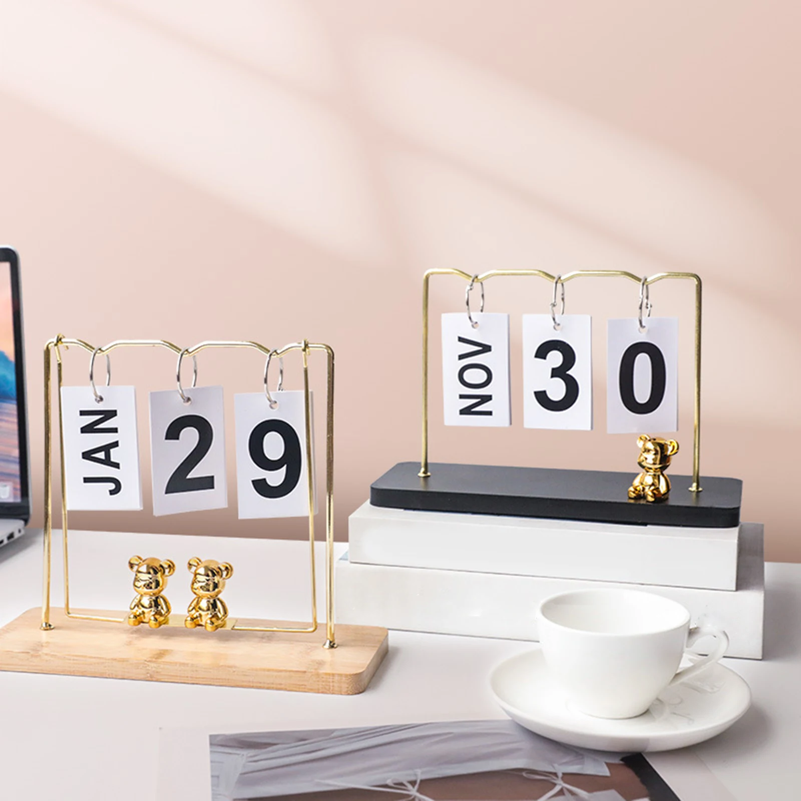 Desk Calendar Table Flip Perpetual Calendar for Decor Accessories Decorative Page Turning Standing Table Desktop Ornaments