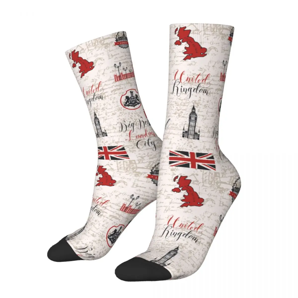 Casual Retro Style UK London British Symbol Skateboard Socks Polyester Long Socks for Women Men