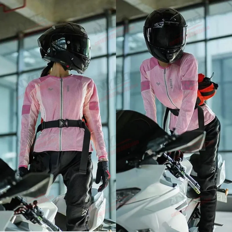 Women's Motorcycle Riding Jacket CE Protection for Summer Comfort Slim Fit Breathable and Anti Fall Protection