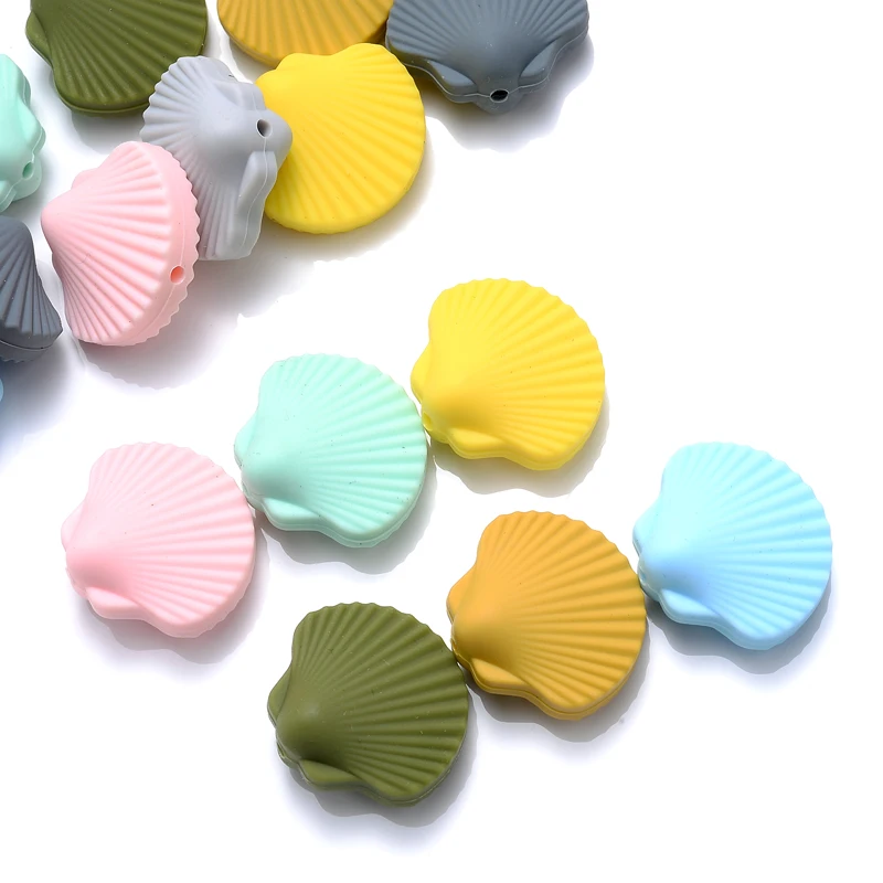 5Pcs/Lot 28x25mm Shell Shape Silicone Beads Food Grade Baby Teether Chew Beads for Necklace Pacifier Chain Accessories BPA Free