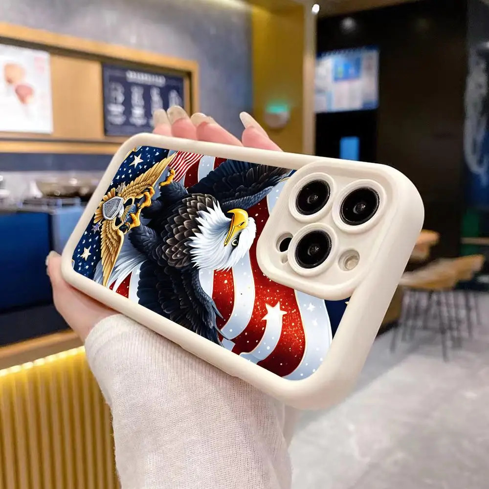 

USA America Flag Thicken TPU Mobile Phone Case for iPhone 17 16 15 14 13 12 11 Air Pro Max Plus Colorful Cover