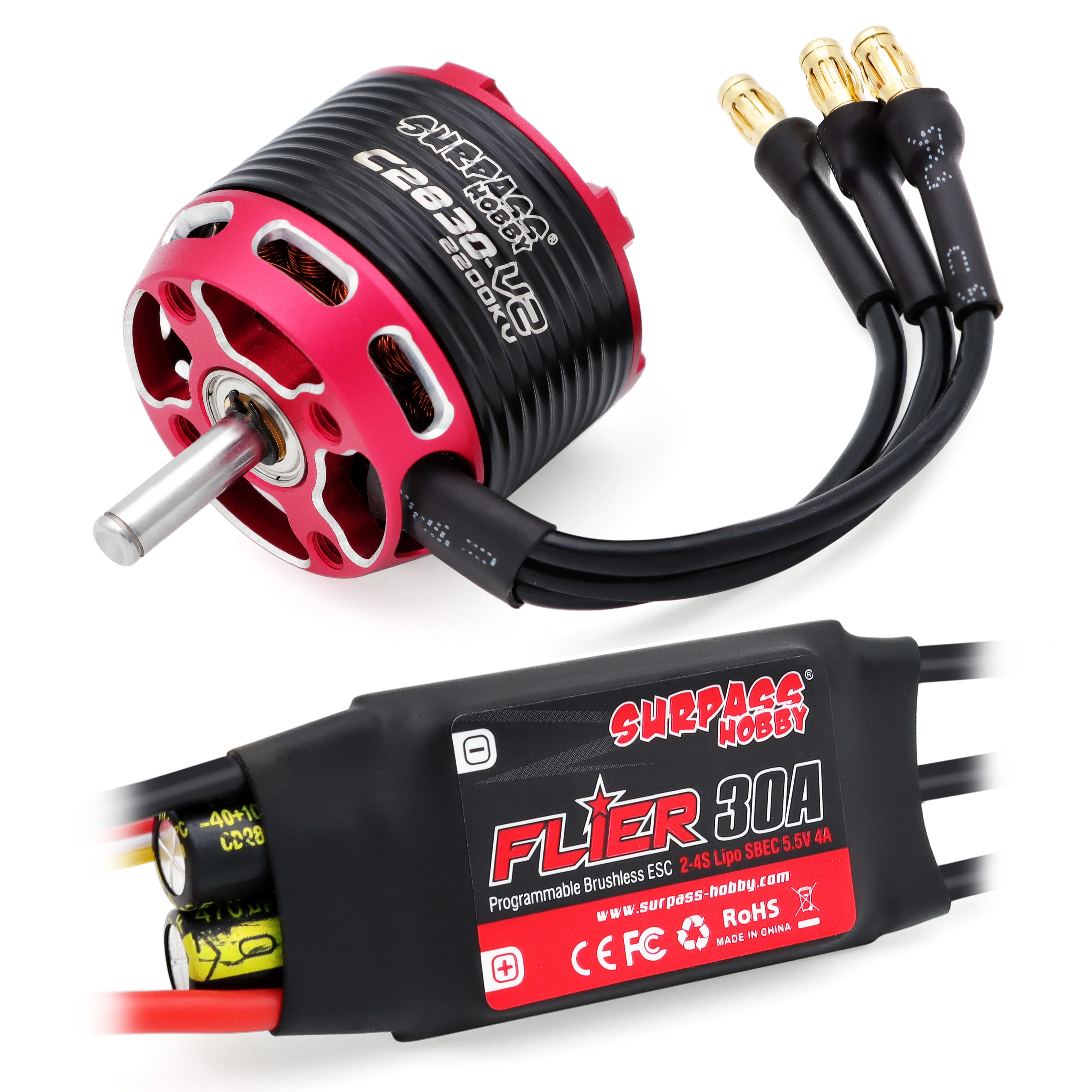 C2822 C2826 C2830 C2834 C2838 Brushless Outrunner Motor 2-5S with 20A 30A Brushless ESC For RC Aircraft Plane Multicopter