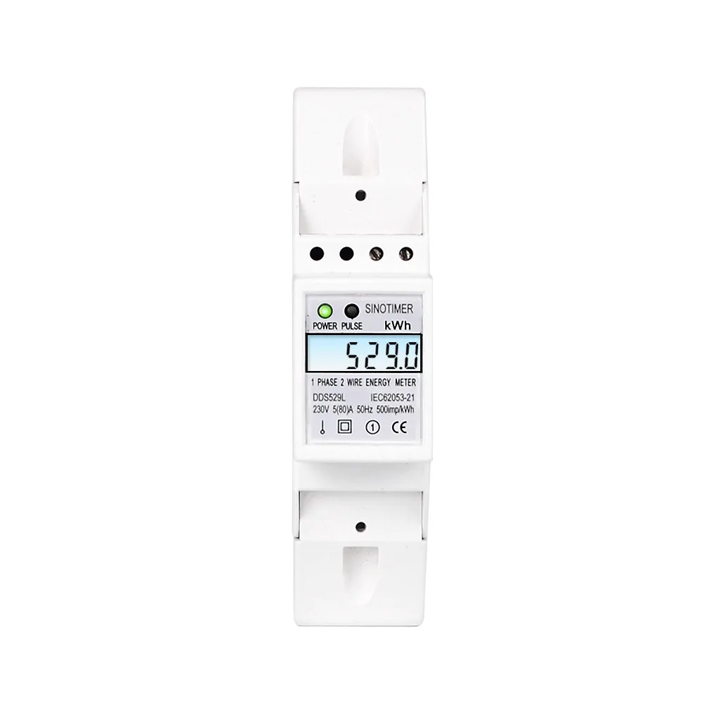 

2 Wire Single Phase Din Rail Digital Energy Meter Electric KWH Meter with Backlight AC 230V 5-80A For Saving Power Energy