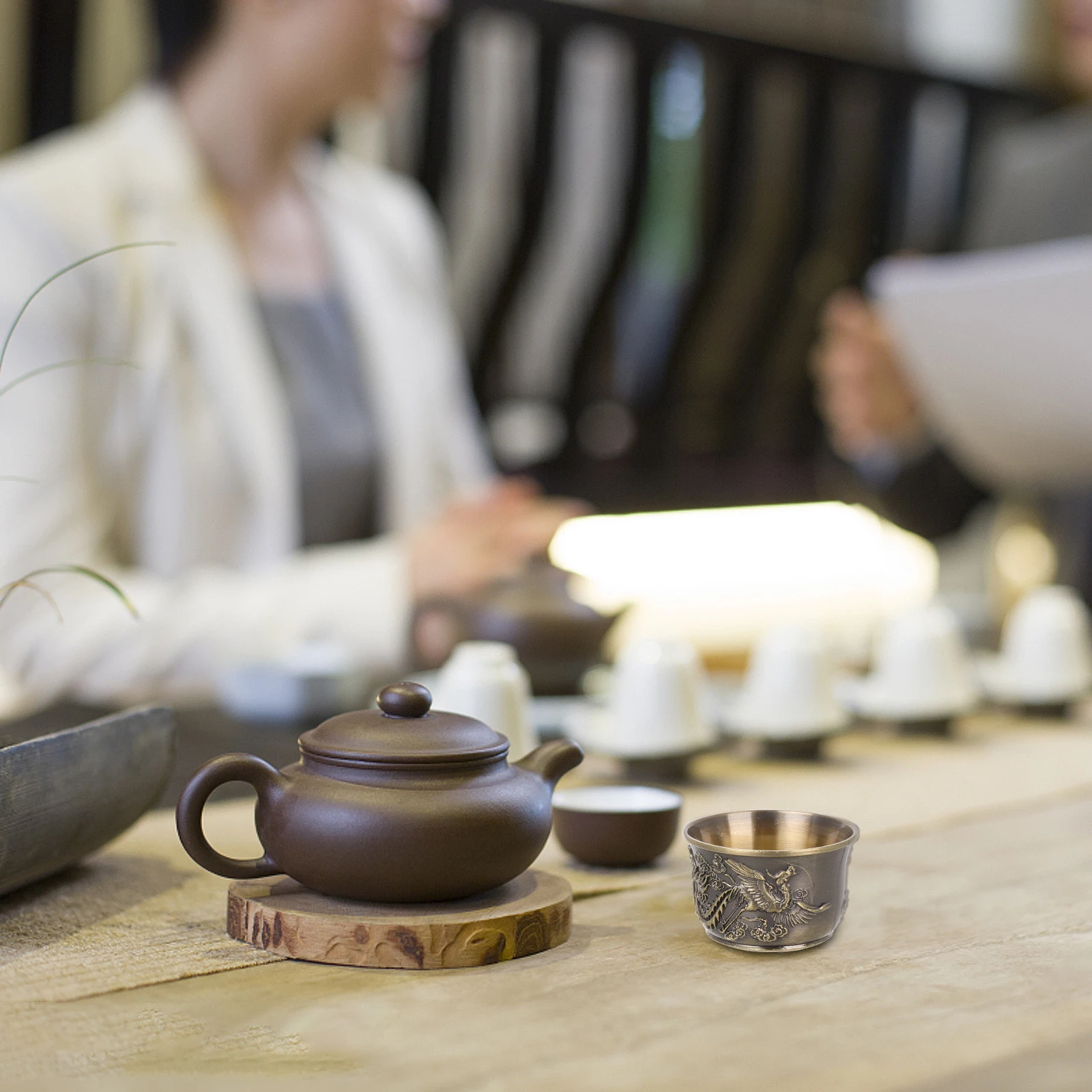 

Dragon Engraving Bronze Tea Cup Small Size for Personal Use Vintage Chinese Gongfu Tea Mug Water Cup Decorative Teacup