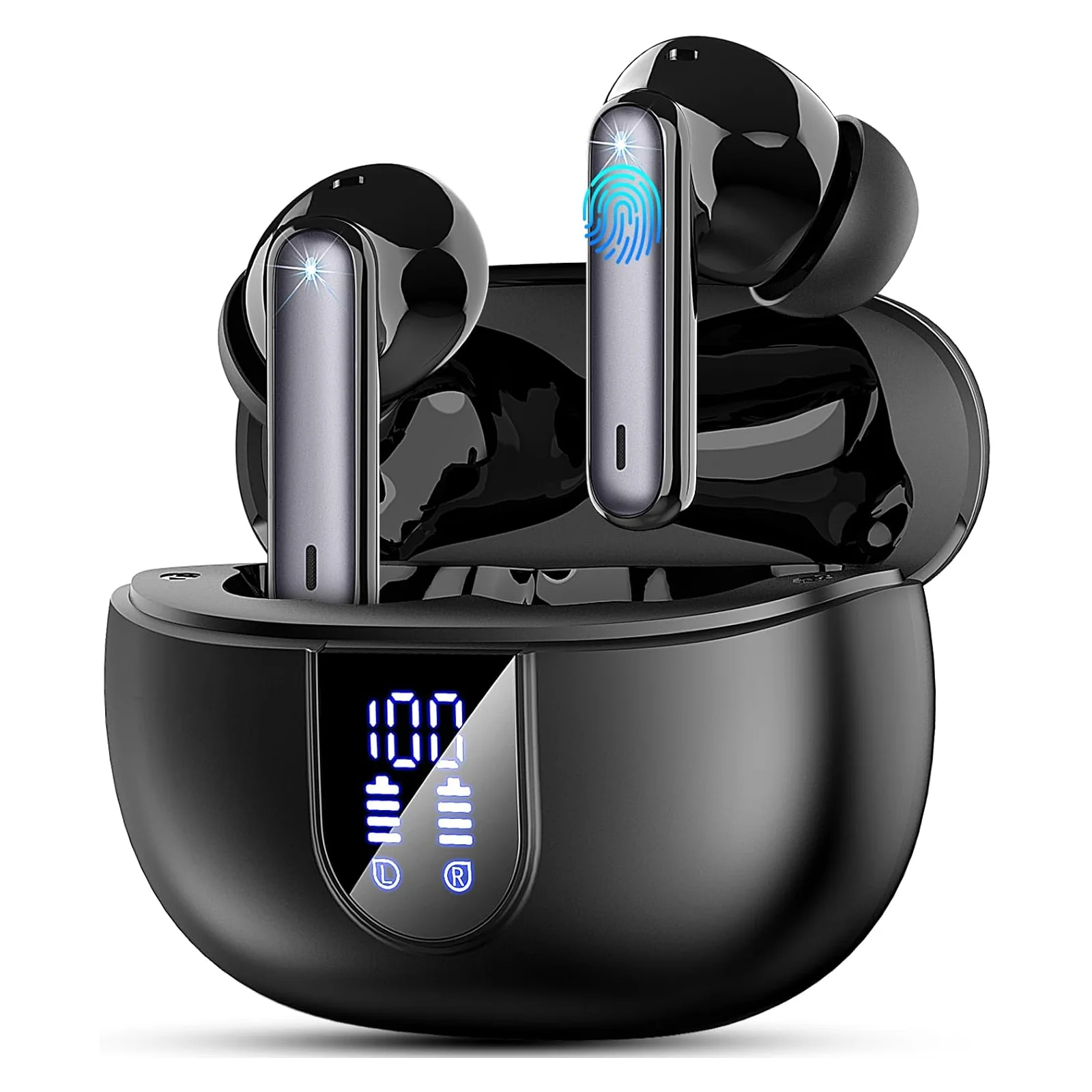 Wireless Earphone, Bluetooth 5.3 In Ear Headset with 4 HD Mic, 40H Playback Bluetooth Earphones, LED Display.