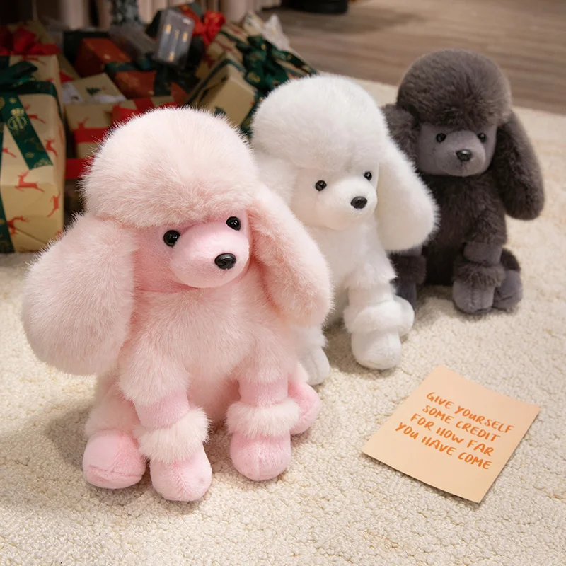 Hot Simulation Color Small Bell Poodle Plush Toys Doll Stuffed Soft Animal Fluffly Curly Hair Dog Lifelike Puppy For Kids Gifts