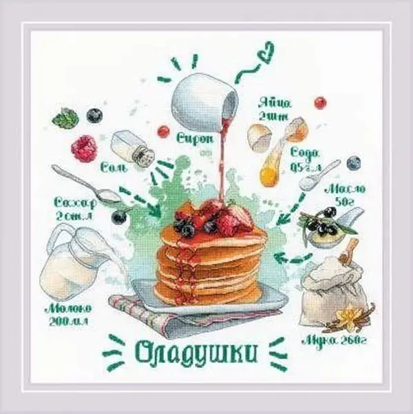 Pancake Recipe 47-47 DIY Cross Stitch Kit Cross stich Kits  Craft Cross Stich Painting Decorations For Homefun