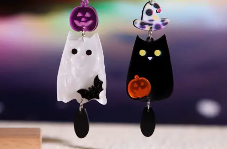10pcs acrylic cartoon Animal Halloween pumpkin cat Charm for Jewelry Making Necklace Keychain Phone Pendant Diy Accessories