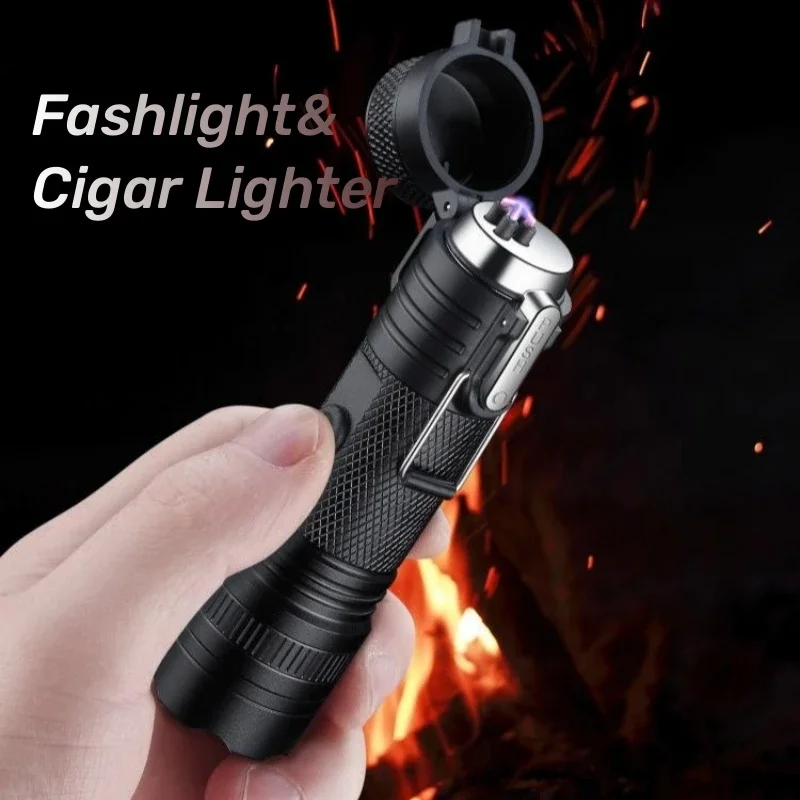 

New USB Charging Plasma Pulse Double Arc Metal Lighter Outdoor Lighting Flameless Windproof Metal Strong Light Lighter Gift