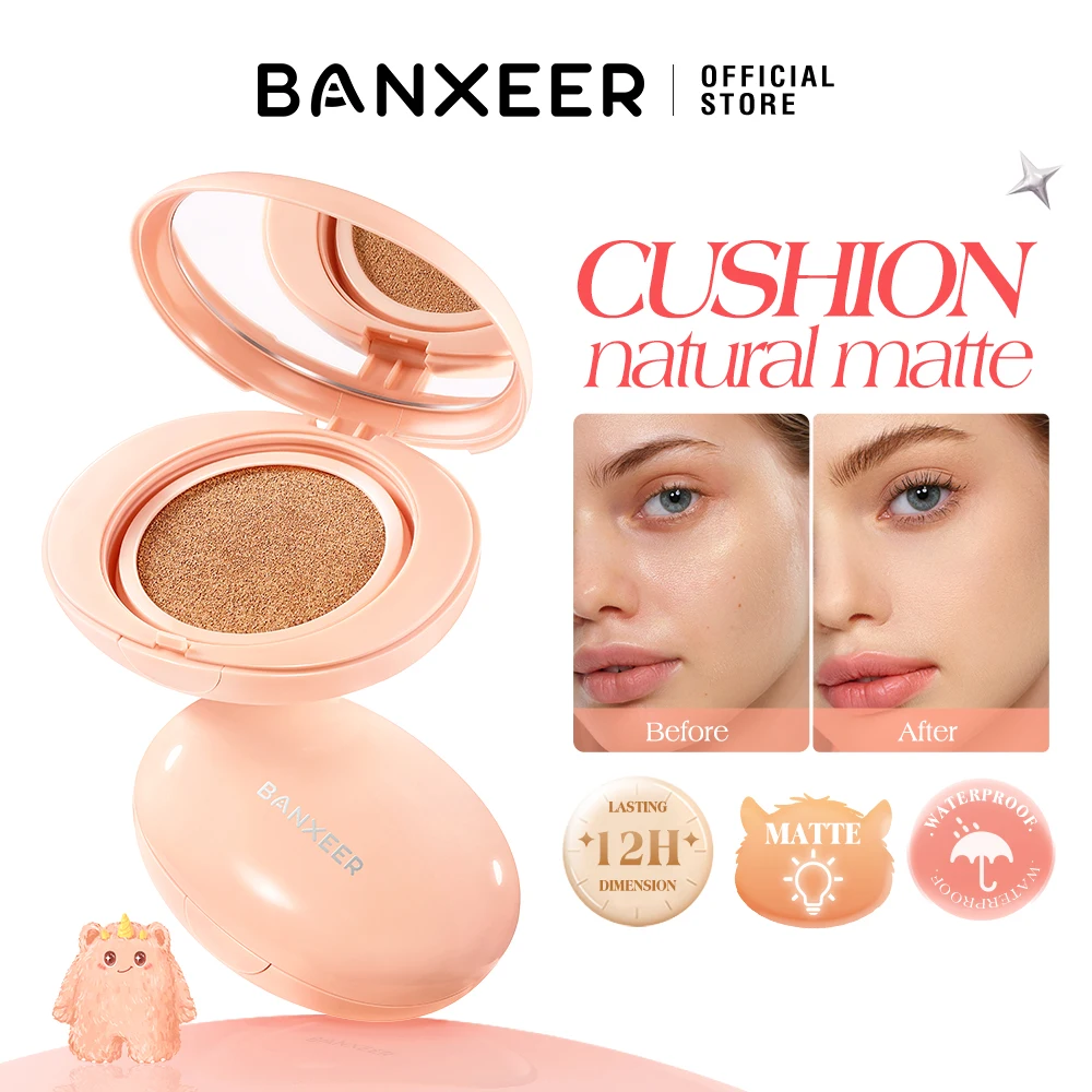 BANXEER Cushion Cream Fuller Natural Coverage Waterproof Oil-controlling Matte Finish Cushion Compact With Puff Face Makeup