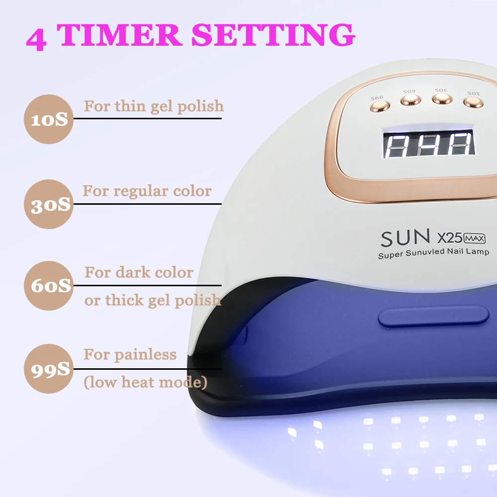 SUN X25 MAX เครื่องเป่าเล็บ UV 380W โคมไฟบ่มเล็บ 81 LED เล็บโคมไฟสําหรับ Fingernails10s/30 S/60 S/99 S จับเวลาหน้าจอ LCD
