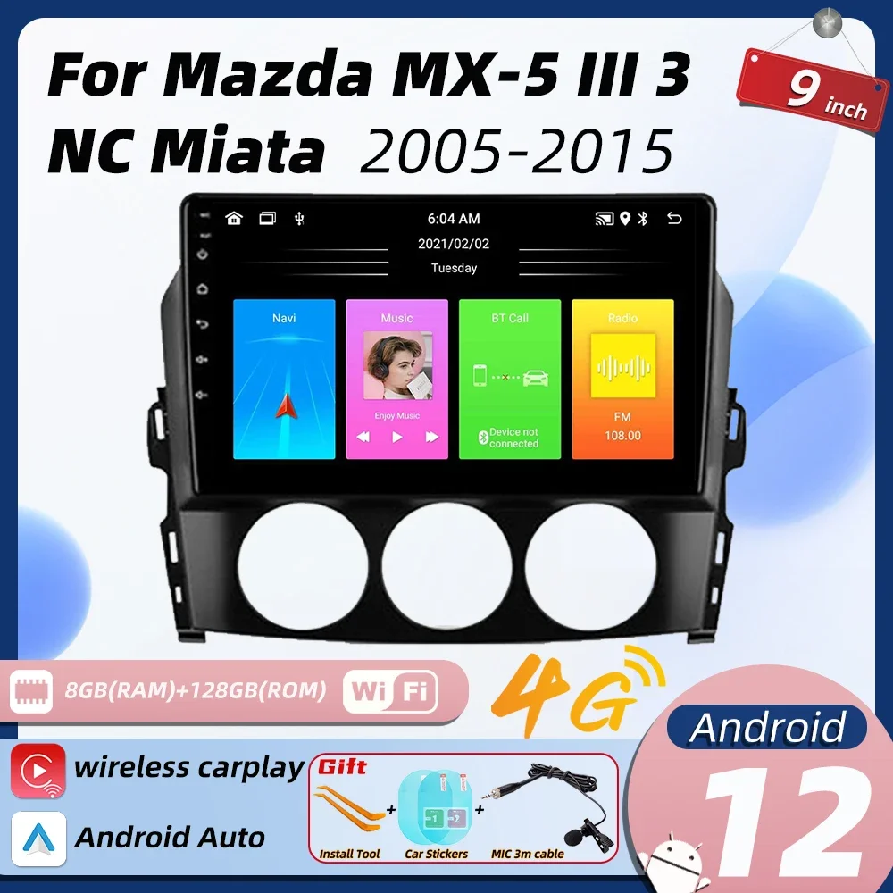 

Multimedia for Mazda MX-5 MX5 III 3 NC Miata 2005-2015 Android 2 Din Car Radio Stereo Navigation GPS Carplay Head Unit Autoradio