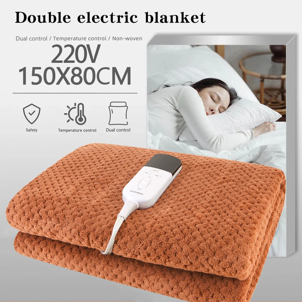 RUIANBAO Heated Blanket Throw 2-Layer Flannel Electric Blanket Timer Heated Pad 220V 150*80cm Thermal Mattress Heated Bed Warmer