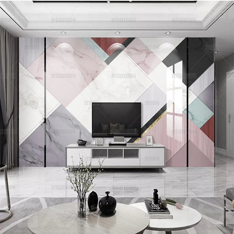 custom 3D abstract metal Grey Jazz white marbling wallpaper simple geometry light luxury living room background wall paper mural