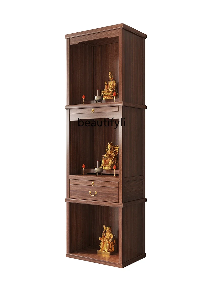 

A16 Household Solid Wood Three-Layer Buddha Cabinet Altar Incense Burner Table Chinese Style Black Walnut Simple Clothes Closet
