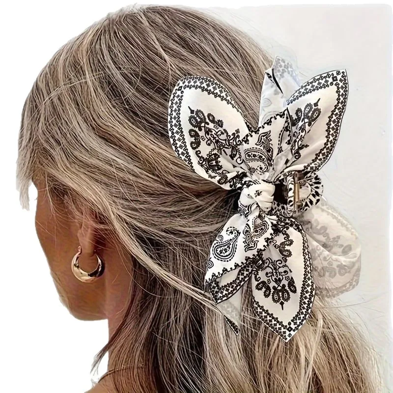 Bohemian Style Double-sided Cashew Flower Bow Hairpin Love Clip Summer Vacation Shark Clip Fashion Ponytail Clip - Image 5