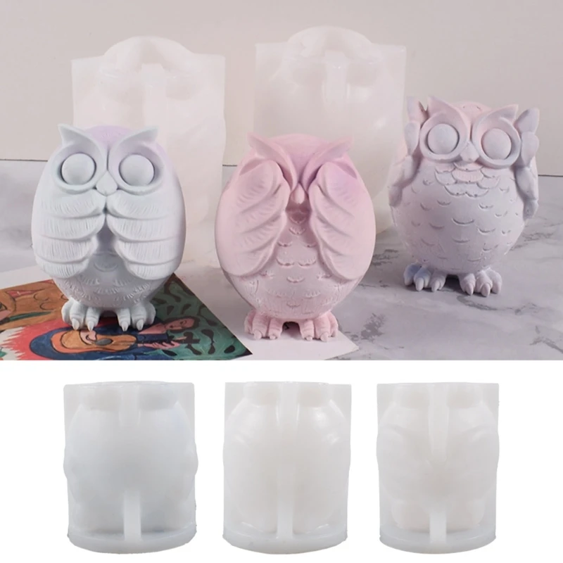 

Home Animal Silicone Moulds Reusable 3D Squinting Owls Candle Moulds Non-Stick Scented Candle Mould DIY Soap Candle