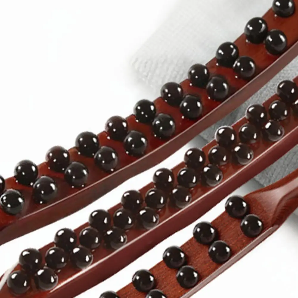 Natural Beech Wood Massage Roller Stick 20 Beads Manual Muscle Relaxer Body Scraping Tool For Fitness Sport Recovery Health