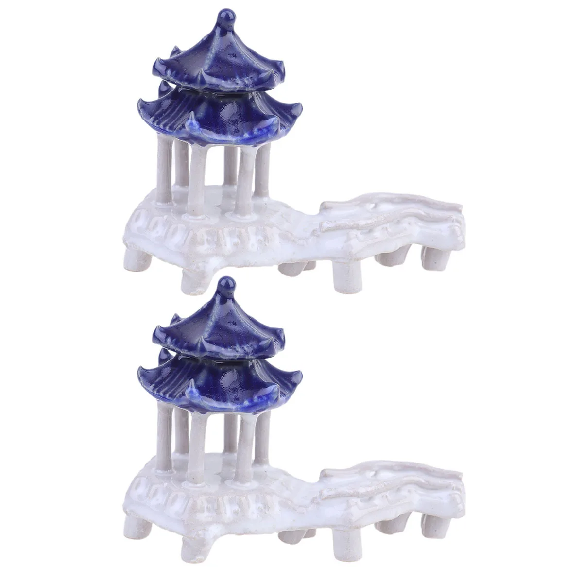 

2Pcs Ceramic Pavilion Fish Tank Ornament Colorful Aquarium Decor Hiding Place Fresh Salt Water Landscape Decoration