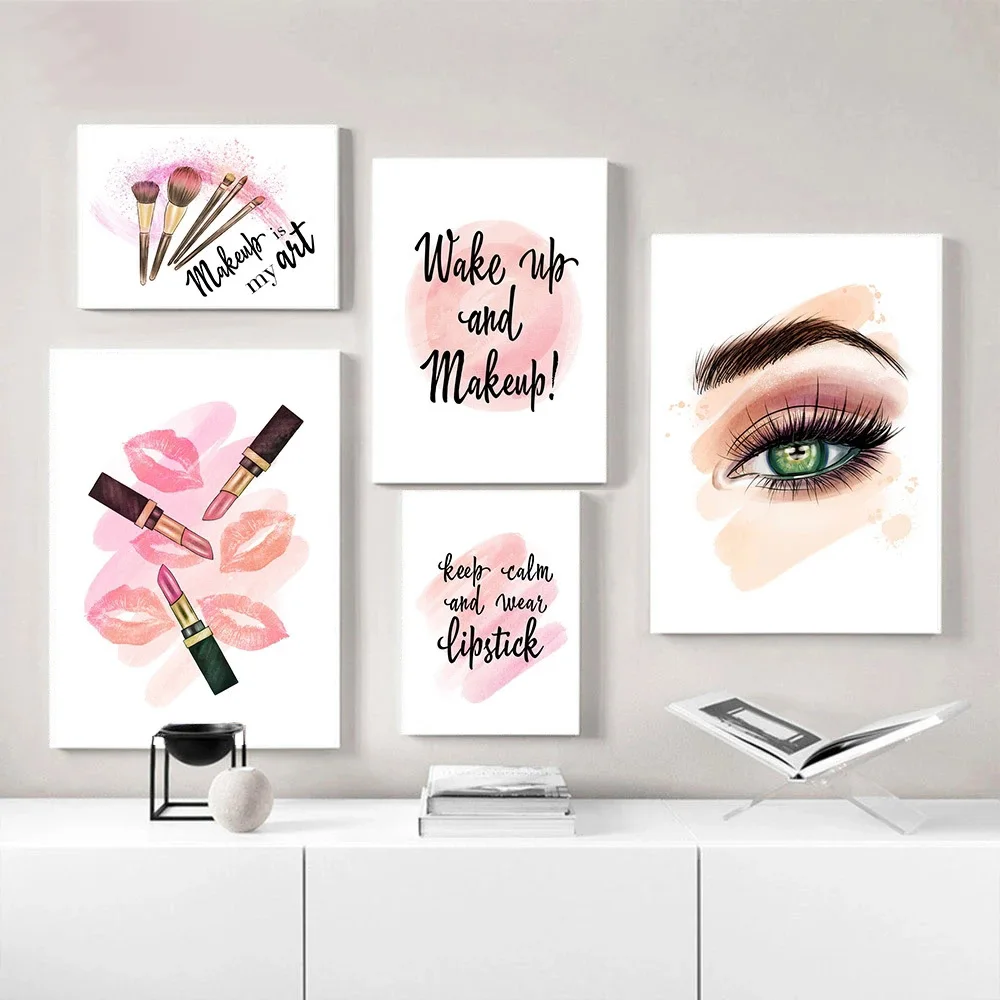 Fashion Posters Makeup Art Prints Lipstick Canvas Painting Print Abstract Poster Modern Wall Picture for Living Room Home Decor