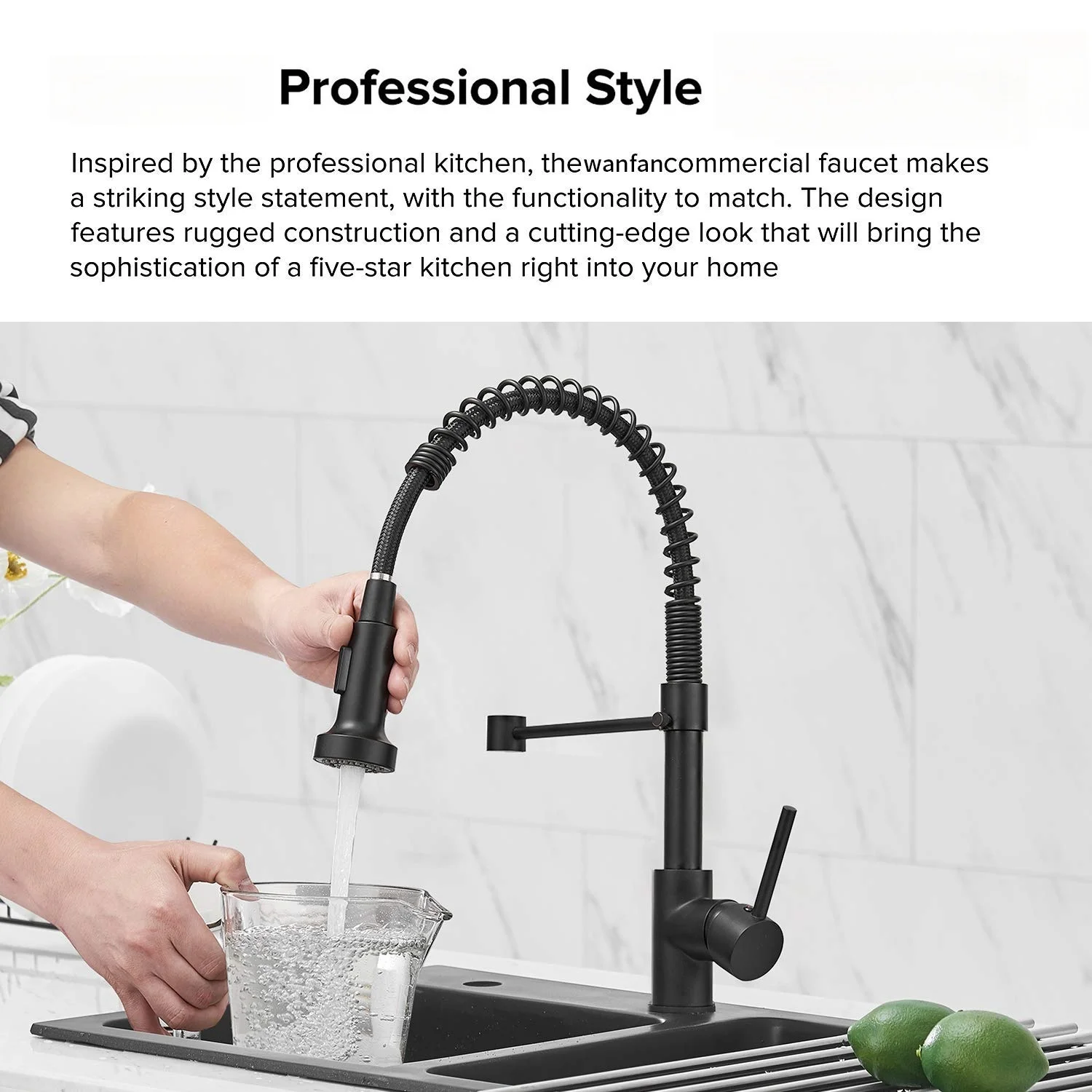 Modern Single Handle Spring Kitchen Faucet with Pull-down Twist Sprayer Dual Mode Hot and Cold Wate Steel Kitchen Sink Faucet