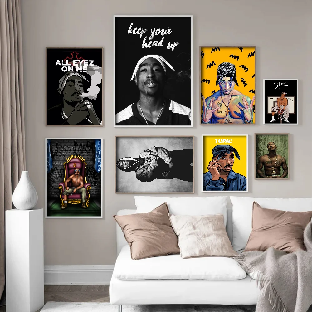 2Pac Tupac Amaru Shakur Classic Movie Posters Fancy Wall Sticker for Living Room Bar Decoration Room Wall Decor