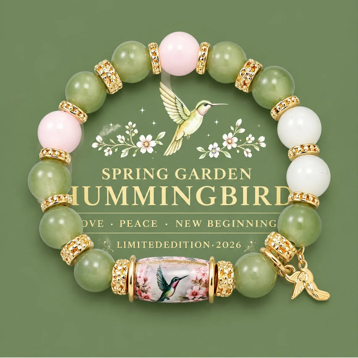 Green hummingbird bracelet for daily wear + surprise basketball for him.Perfect birthday, anniversary, Halloween,gift with card.