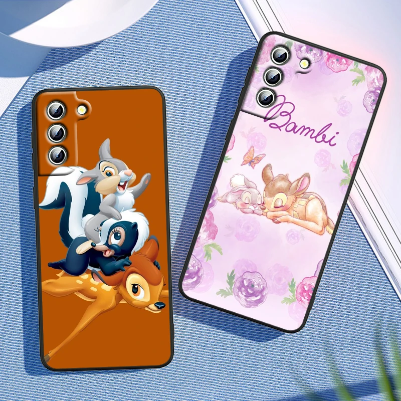 Bambi Disney Cartoon Phone Case For Samsung Galaxy S22 S21 S20 FE Ultra Pro Lite S10 S10E S9 S8 Plus 5G Black Soft Cover