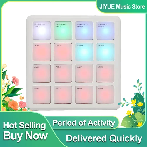 M-VAVE SK-16 SMC-PAD controlador inalámbrico de almohadilla de bolsillo MIDI controlador de almohadilla de golpe 16 almohadillas instrumentos de teclado de percusión adecuados