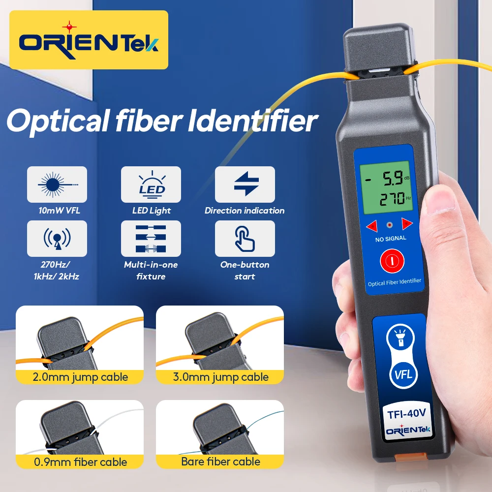 To Orientek TFI-40 Active Optical Fiber Identifier Live Fiber Cable Tester Traffic Detector with 10mw Visual Fault Locator