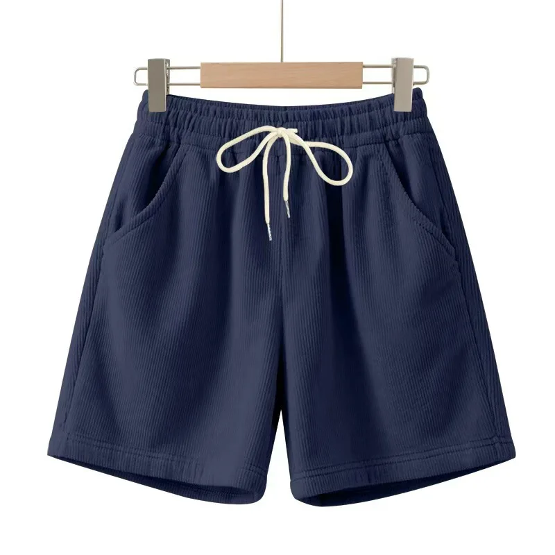 2025 Summer Casual Corduroy Y2K Shorts For Men American Retro Loose Straight Short Pants High Street Fashion Gym