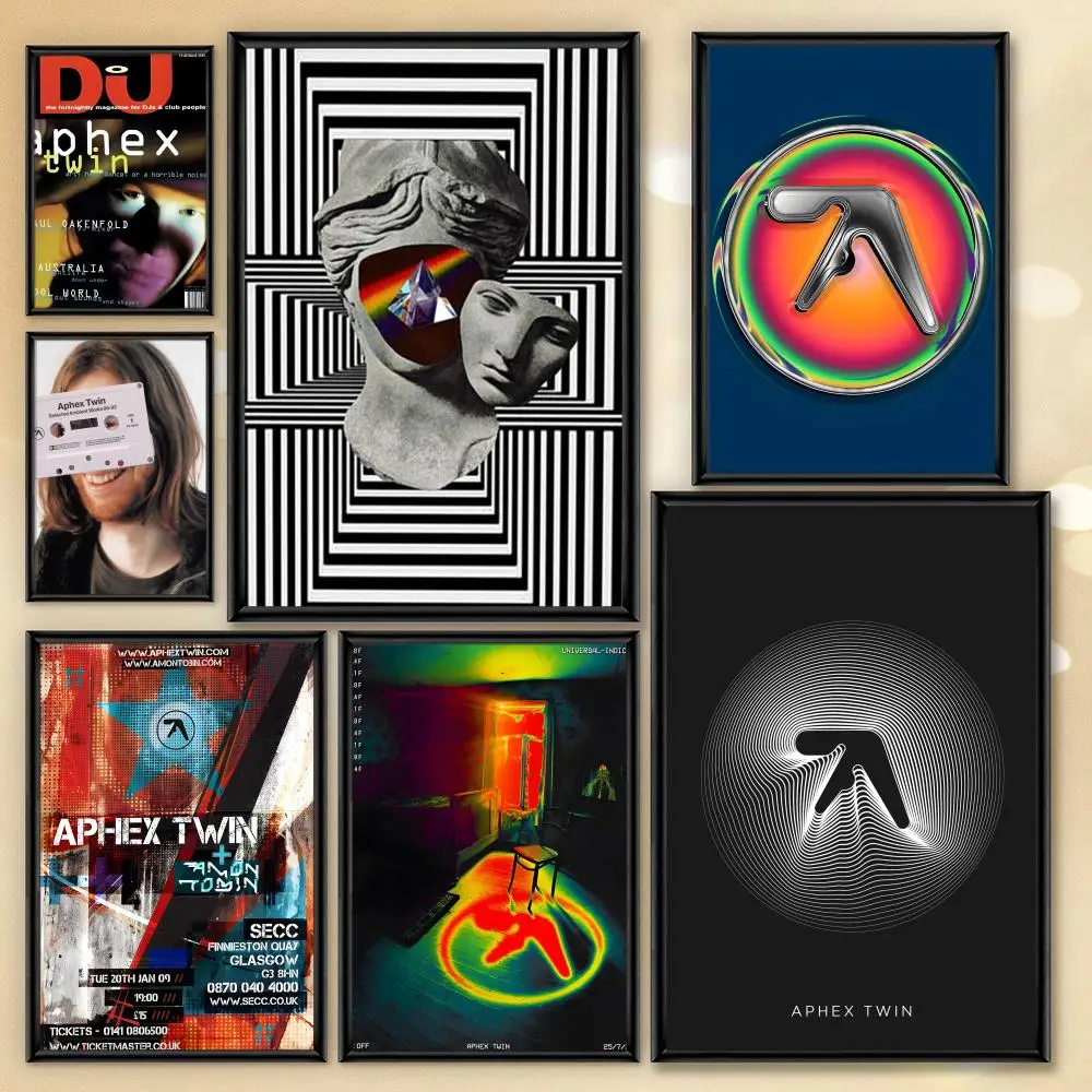 A-Aphex Twin DJ Retro Print Clean Living Space Soft Visual Aesthetic Room Refresh Idea Simple Room Refresh Blank Wall Poster