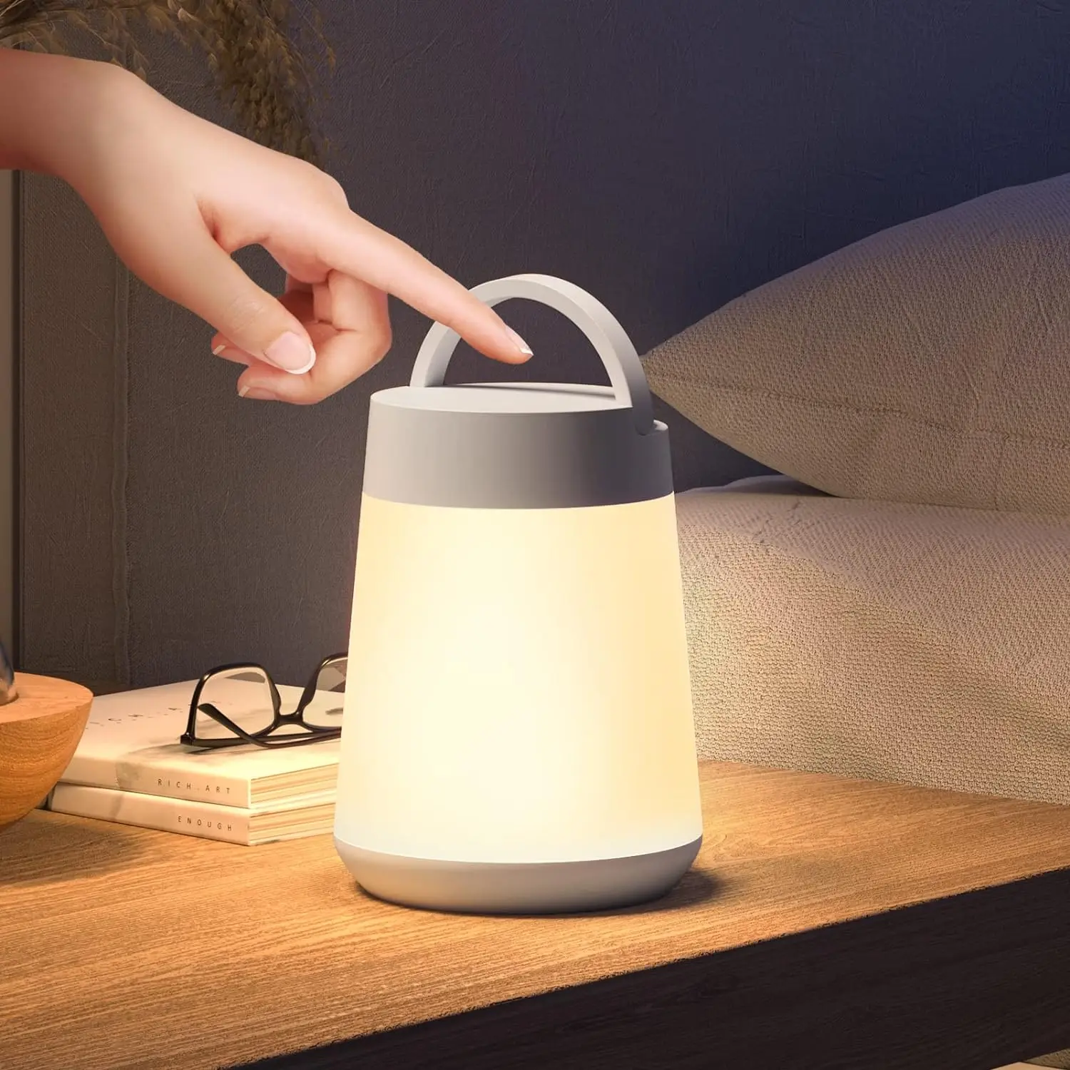 Childrens night light, sleep aid desk lamp, rechargeable, touch stepless dimming portable night light with memory function