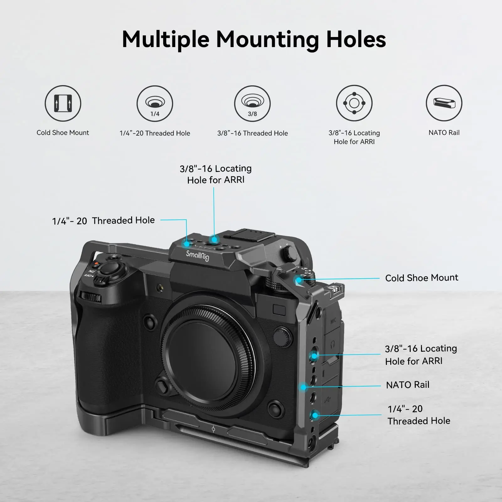 SmallRig Camera Cage for FUJIFILM X-H2 / X-H2S Aluminum Alloy Video Making Camera Rig with NATO Rails Quick Release Plate -3934