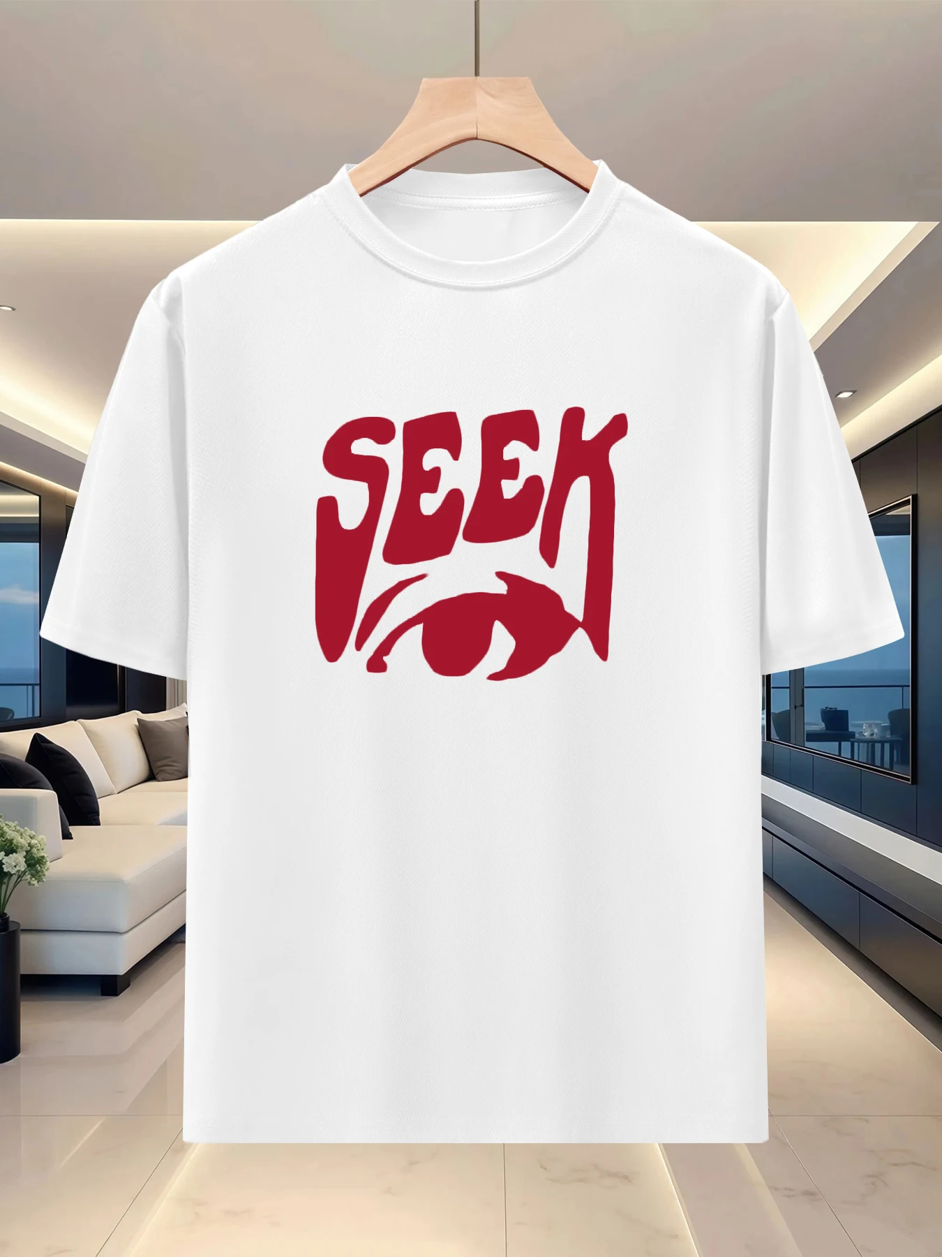Men's oversized T-shirt that covers flesh and appears thin