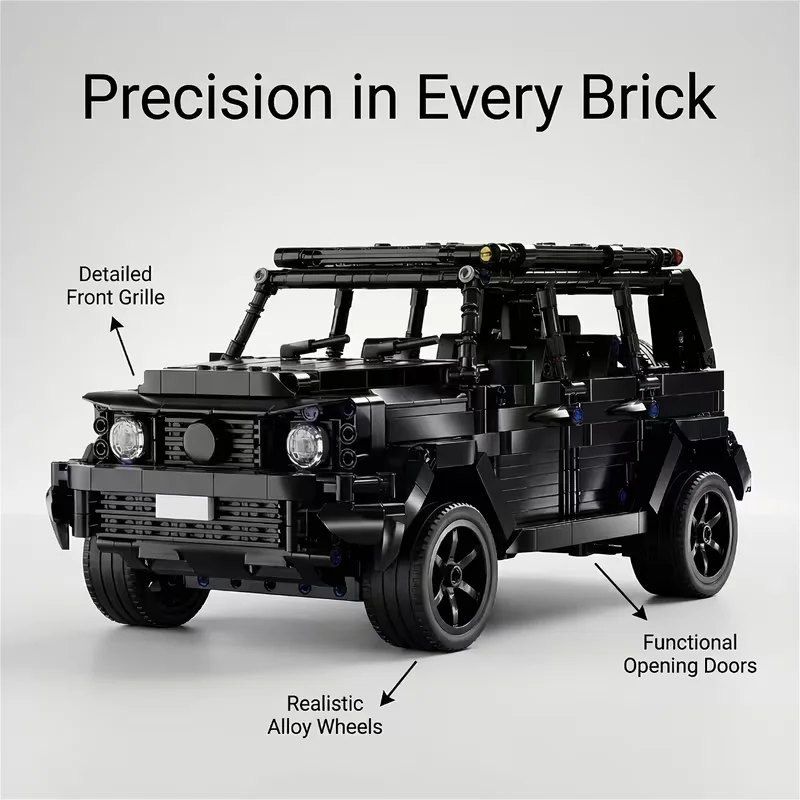 

Black Block Roadster Tech Racer 1:14DIY Roadster building block assembly Block car toy birthday gift