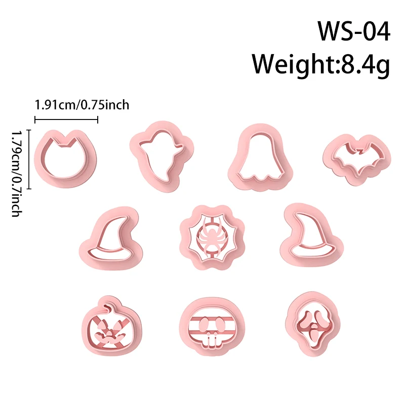 Halloween Series Polymer Clay Cutter Witch Hat/Skull/Ghost/Bat/Pumpkin Clay Cutting Molds DIY Earrings Jewelry Making Hand Tools