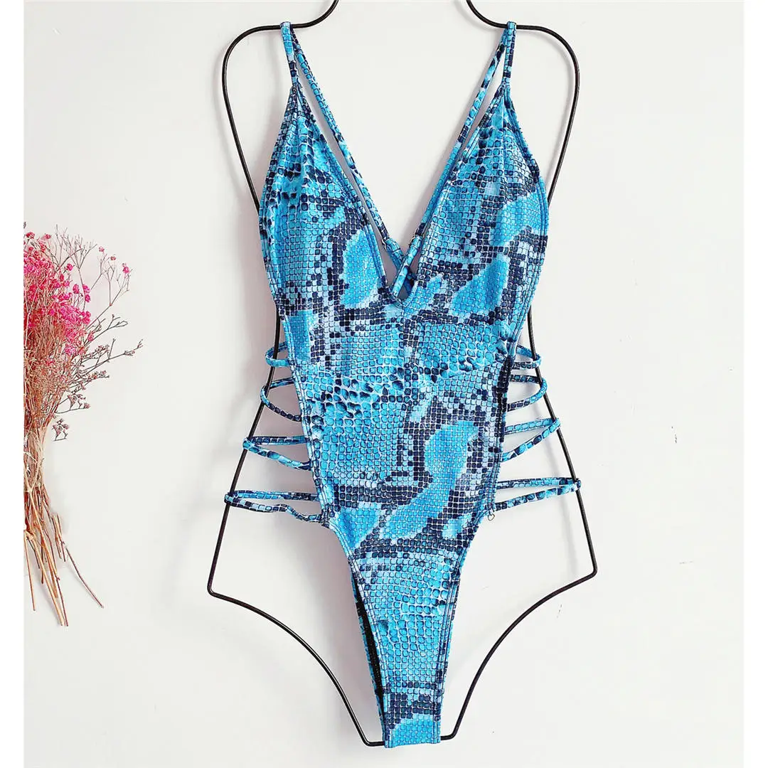 Neuer Sexy 2026 Schlangenhaut-Monokini Damen-Badeanzug Einteiliger Badeanzug mit Hohem Beinausschnitt und Tiefem V-Ausschnitt Badebekleidung für Damen V2344 – Detail 22