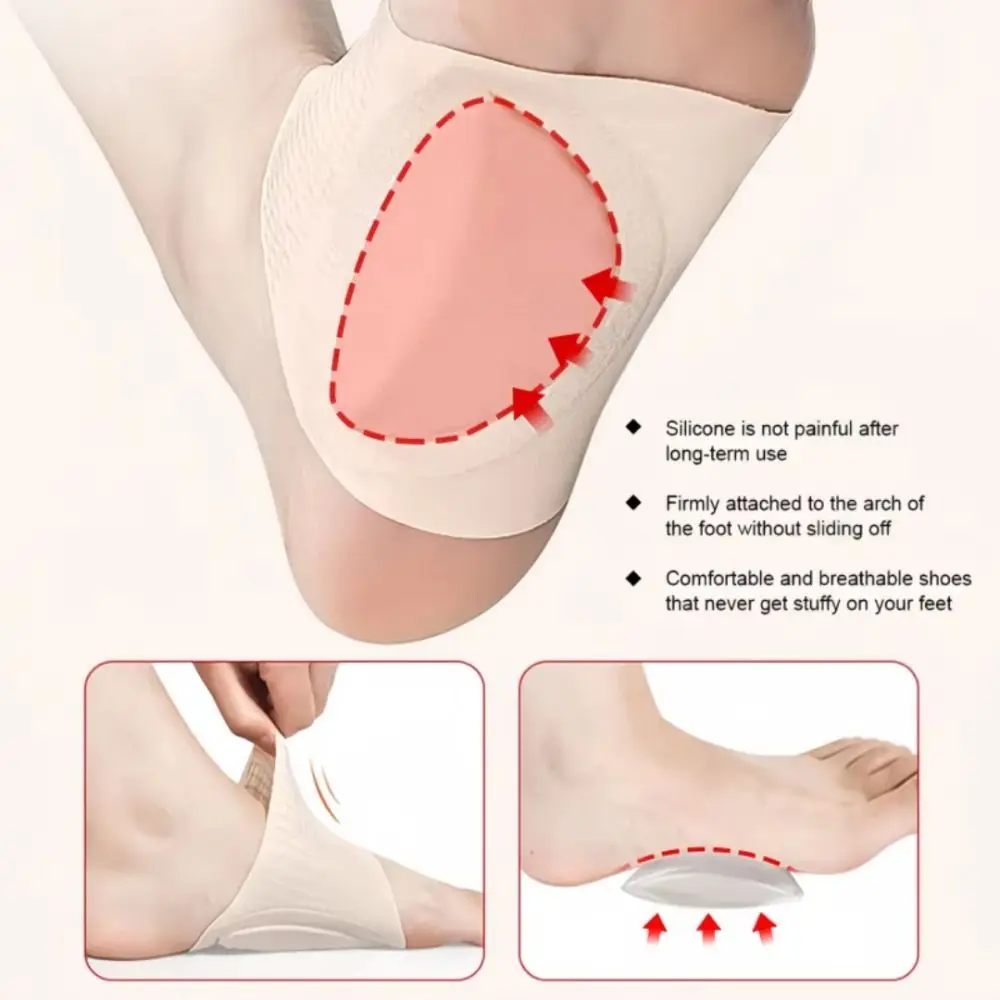 Comfortable Silicone Arch Pad Support Breathable Ultra-thin Correction Insoles Soft Orthopedic Pad Women Men