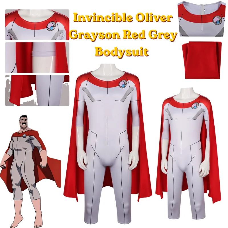 

Anime Oliver Grayson Red Grey Bodysuit Cosplay Costume Halloween jumpsuit Invincible Bodysuit set