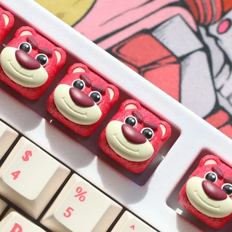 Disney Lotso Keycap Cute Cartoon Individuality Creative Mechanical Keyboard Keys Resin 3D anime Animation Gift Wholesale