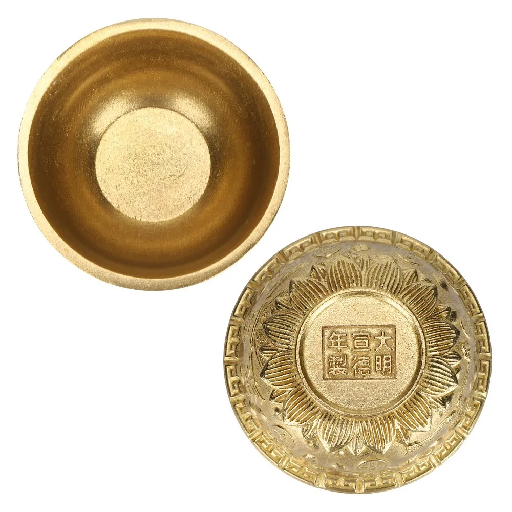 Brass Brass Treasure Bowl Classic Embossed Mini Cornucopia Bowl Small Display Accent Golden Wealth Prosperity Bowl